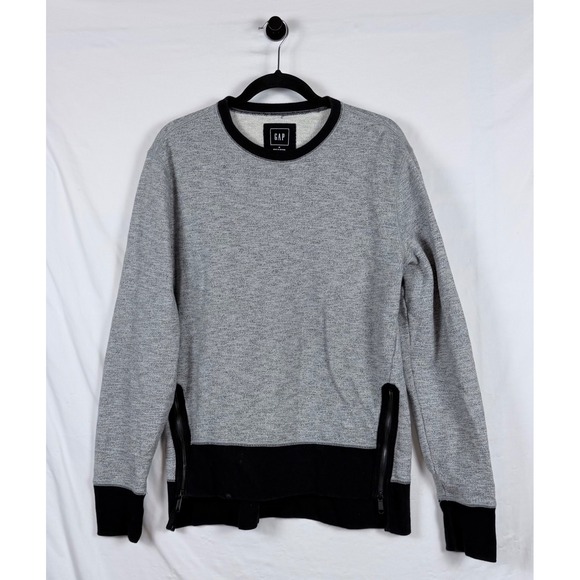 GAP Other - Gap Mens Fleece Zip Crew Sweatshirt Heather Grey Black Medium